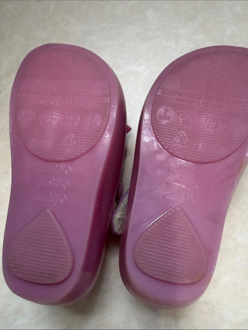 Mini Melissa Girls' Mauve Pink Bow Jelly Mary Janes